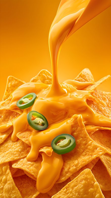 Warm cheese sauce pours over crispy tortilla chips with jalapenos Free Premium Stock Photo - stock photo