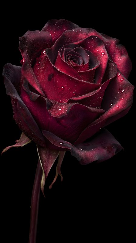 Close-up view of a red rose with water drops on petals Free Premium Stock Image - stock photo