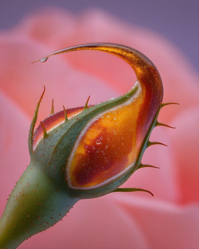Close up of rosebud with water droplet during daylight Free Premium Stock Photo - stock photo