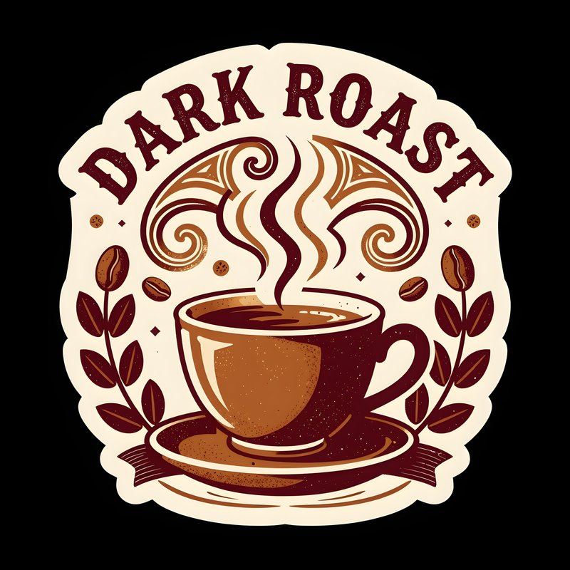 Dark roast coffee cup design with steam and decorative elements Free Premium Stock Image - stock photo