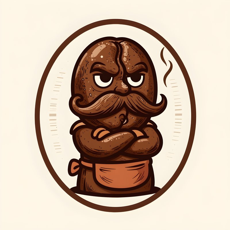 Coffee bean character with a mustache and apron Free Premium Stock Photo - stock photo