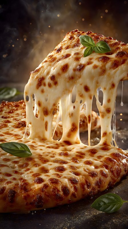 Freshly baked cheese pizza with melting cheese and herbs Free Premium Stock Photo - stock photo