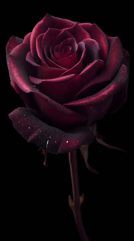 Dark red rose with water droplets on black background Free Premium Stock Image - stock photo