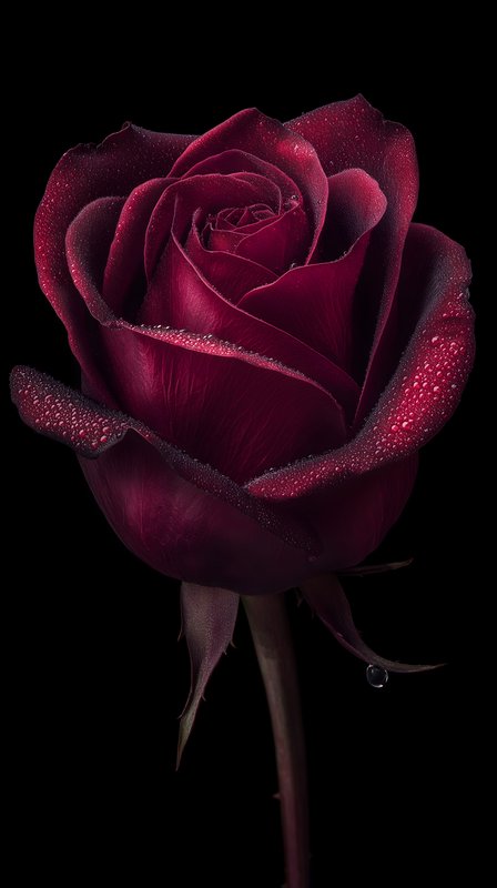 Red rose with water droplets on petals in dark setting Free Premium Stock Photo - stock photo