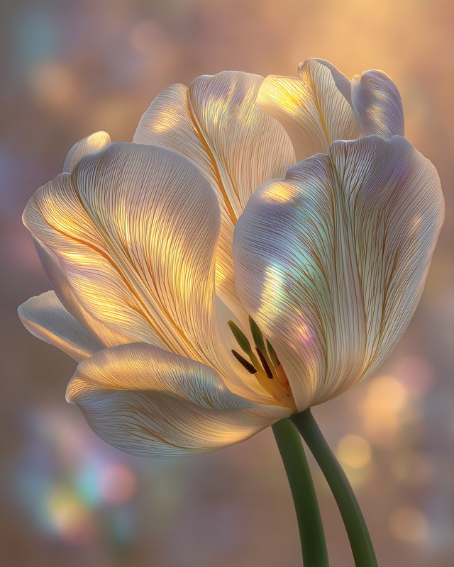 White tulip flower under soft light in a garden scene Free Premium Stock Photo - stock photo