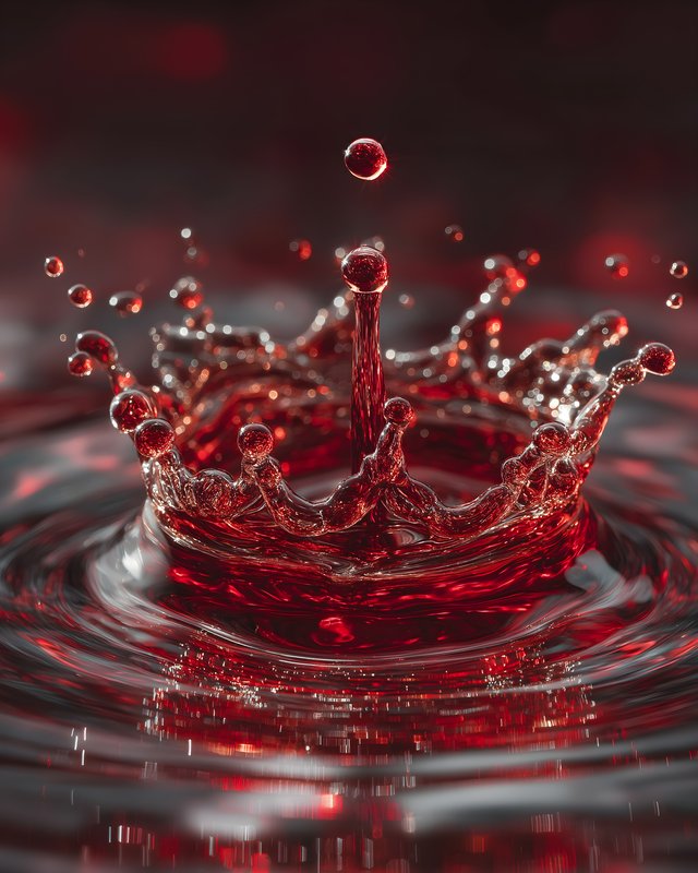 Red liquid causes splash in water in a dark setting Free Premium Stock Image - stock photo