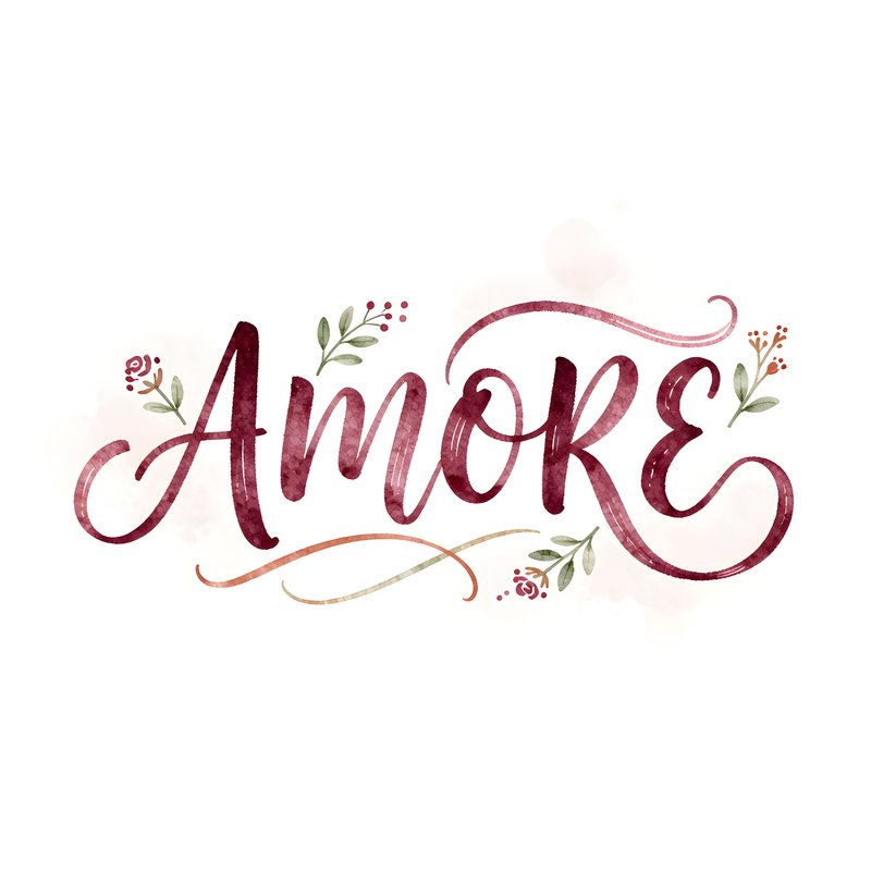 Design of the word amore with flowers in a simple style Free Premium Stock Photo - stock photo