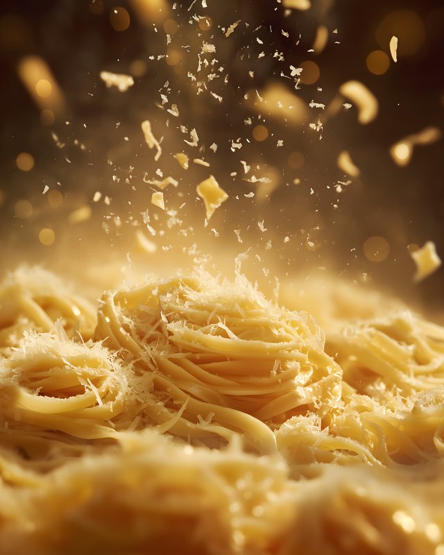 Fresh pasta with cheese falling on top at a kitchen setting Free Premium Stock Photo - stock photo