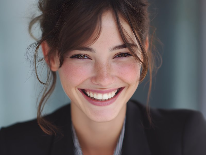 Smiling woman shows happiness in a bright setting Free Premium Stock Image - stock photo