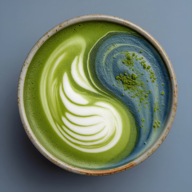 Unique swirl of matcha and cream in a bowl Free Premium Stock Image - stock photo