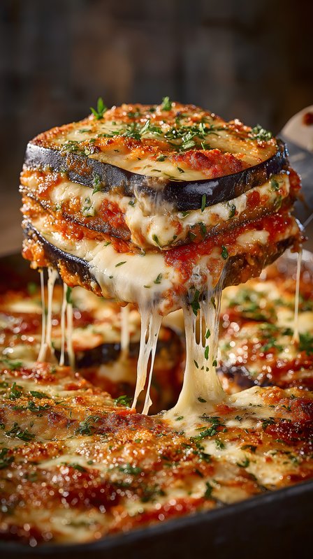 Cheesy eggplant dish served hot from the oven Free Premium Stock Image - stock photo