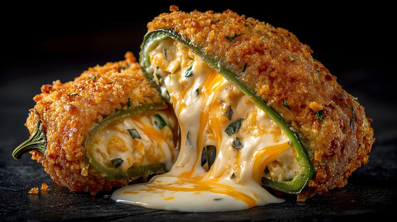 Stuffed jalapeno pepper with cheese on a dark background Free Premium Stock Image - stock photo