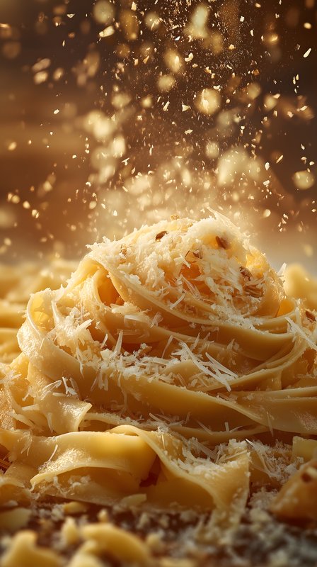 Pasta with cheese being prepared in a warm kitchen setting Free Premium Stock Image - stock photo