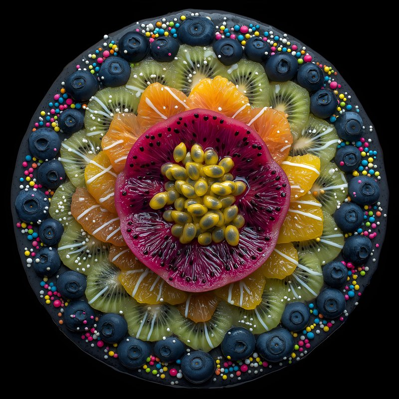 Colorful arrangement of fruits on a black background Free Premium Stock Photo - stock photo