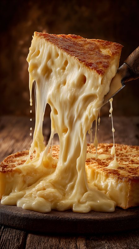 Cheese melting on wooden board ready for serving Free Premium Stock Photo - stock photo