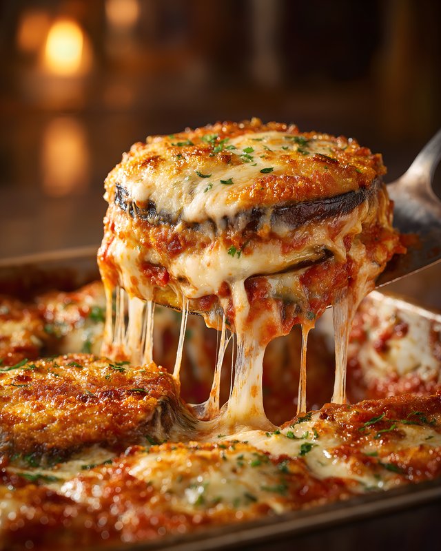 Cheesy eggplant dish served fresh from the oven Free Premium Stock Image - stock photo