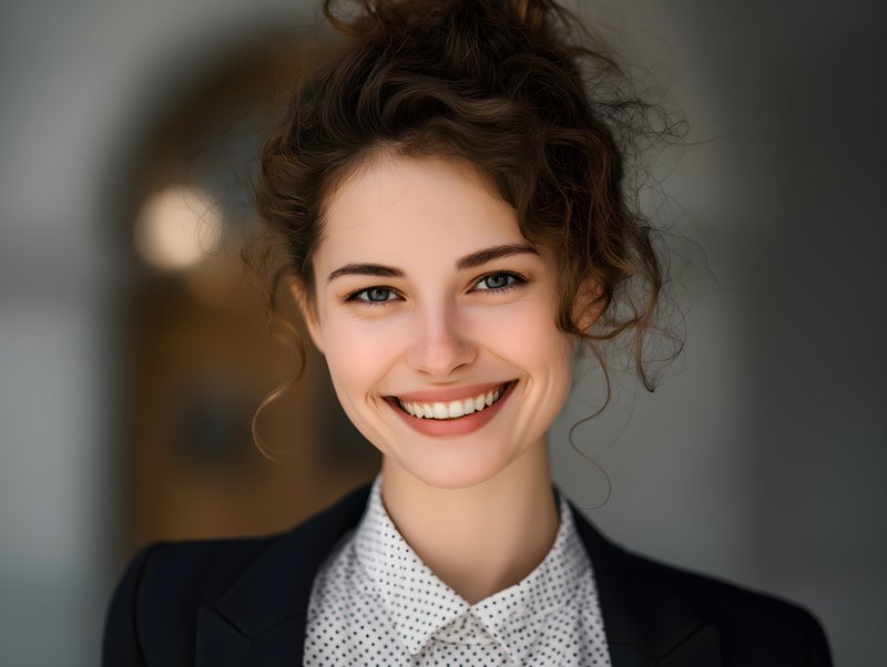 Woman smiles in a professional setting during a work meeting Free Premium Stock Image - stock photo