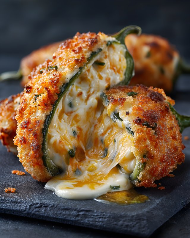 Stuffed peppers with cheese and breading on a black plate Free Premium Stock Photo - stock photo