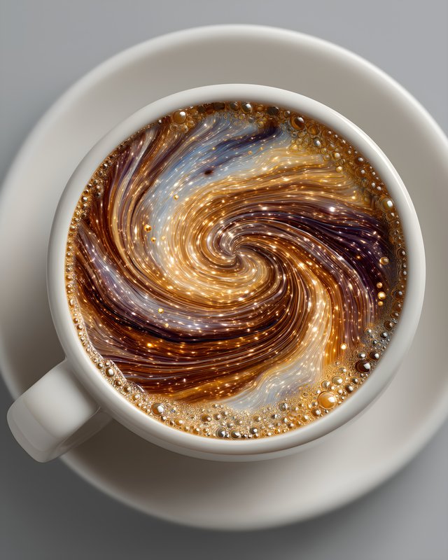 Coffee served in a cup with swirling patterns and bubbles Free Premium Stock Photo - stock photo
