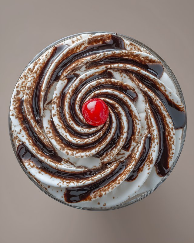 Swirl of whipped cream and chocolate sauce on dessert Free Premium Stock Image - stock photo