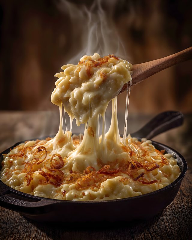 Creamy pasta served in a skillet with melted cheese Free Premium Stock Photo - stock photo