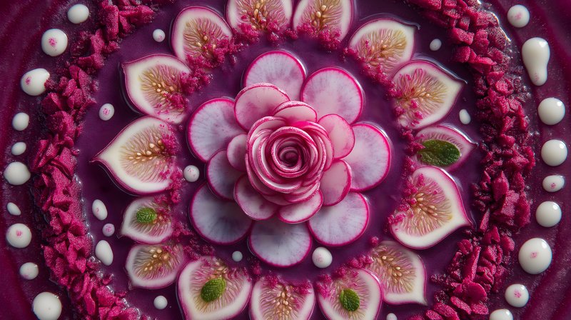 Creation of a colorful salad in a round pattern Free Premium Stock Photo - stock photo