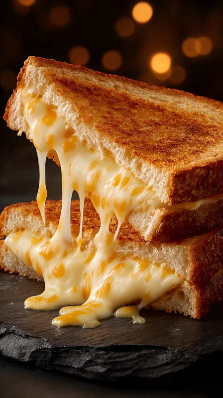 Melted cheese stretches from grilled sandwich in close-up view Free Premium Stock Photo - stock photo