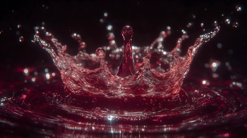 Water splash in red liquid creates a crown shape Free Premium Stock Photo - stock photo