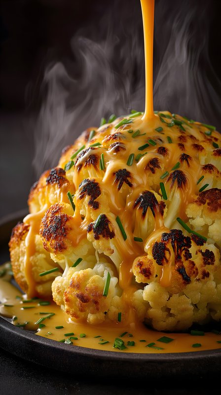Cauliflower cooked with cheese sauce in a kitchen setting Free Premium Stock Photo - stock photo