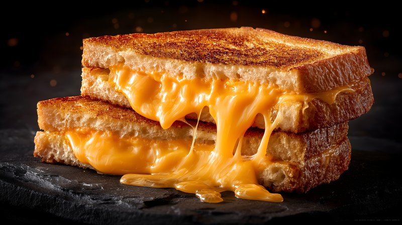 Melted cheese sandwich stacked on dark slate plate Free Premium Stock Image - stock photo