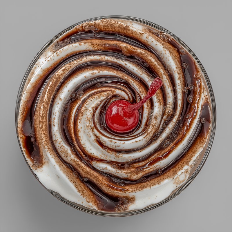 Swirl of chocolate and cherry dessert in round bowl Free Premium Stock Photo - stock photo