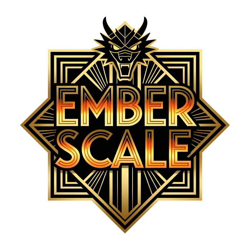 Ember Scale logo design shows bold text and dragon symbol Free Premium Stock Photo - stock photo