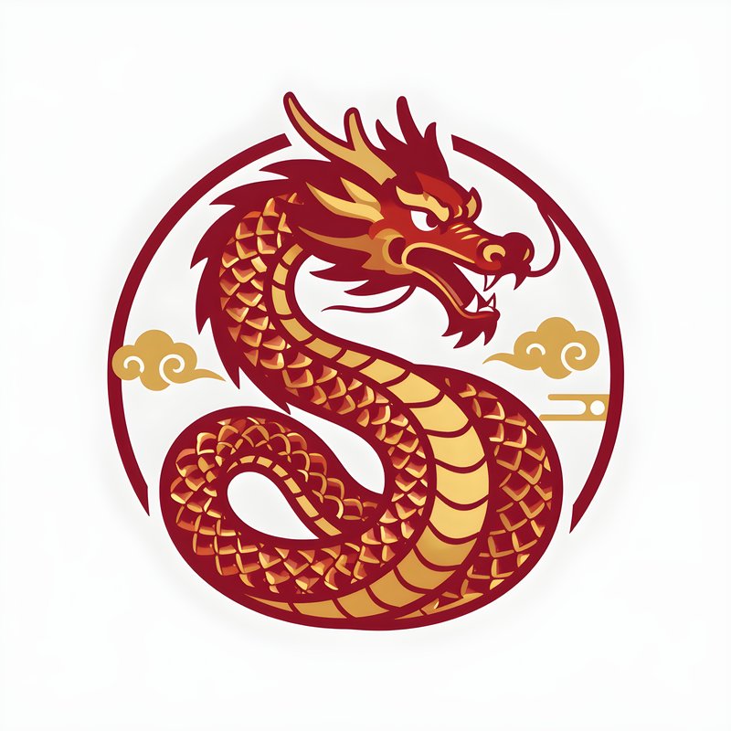 Dragon design in red and gold with cloud patterns Free Premium Stock Image - stock photo