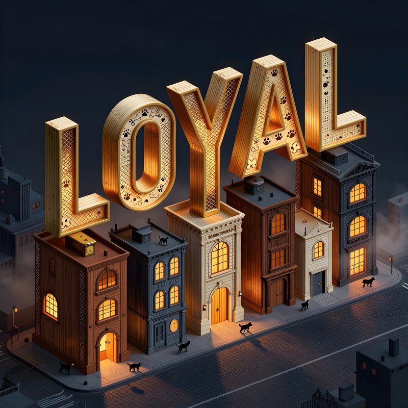 City scene shows buildings that spell out the word loyal Free Premium Stock Photo - stock photo