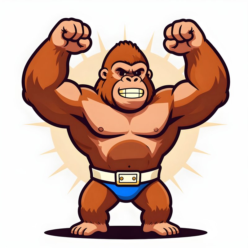 A cartoon gorilla stands with fists raised Free Premium Stock Image - stock photo