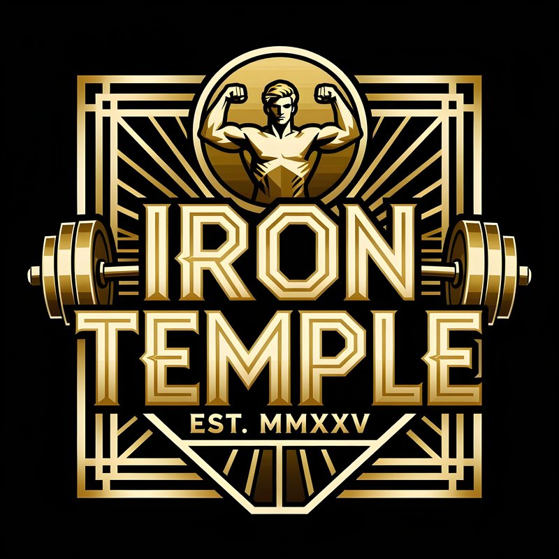 Strong logo design for fitness center called Iron Temple Free Premium Stock Image - stock photo