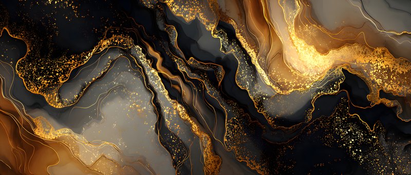 Swirls of black, gold, and grey in an abstract design Free Premium Stock Image - stock photo