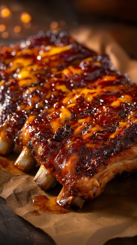 Barbecue ribs with sauce resting on brown paper Free Premium Stock Image - stock photo
