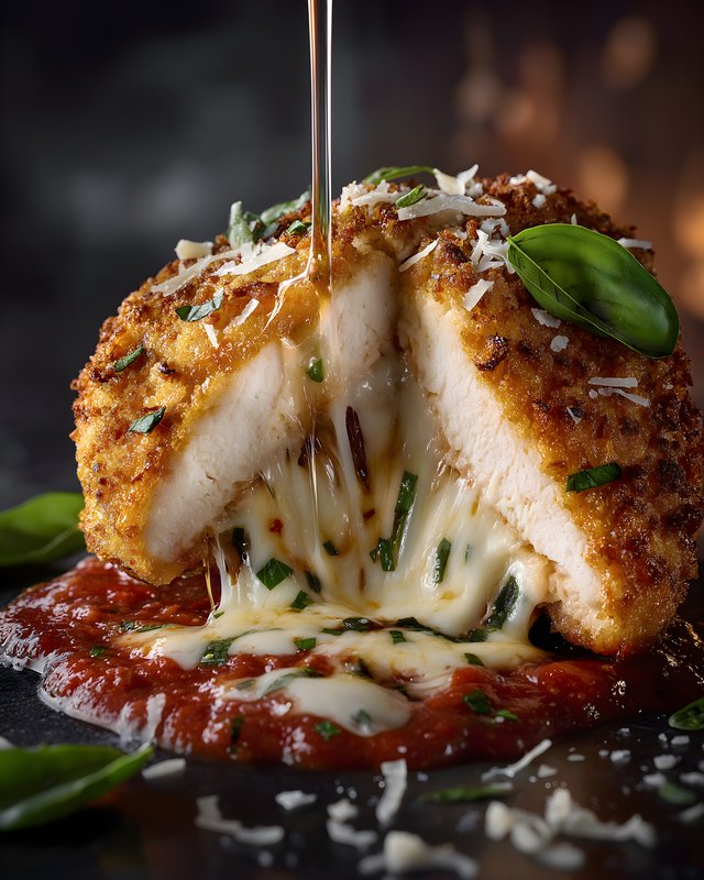 Crispy chicken with cheese filling and marinara sauce Free Premium Stock Image - stock photo