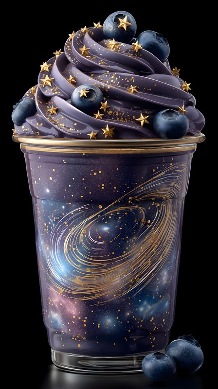 Ice cream topped with stars and blueberries in a cup Free Premium Stock Image - stock photo