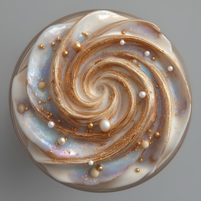 Swirled dessert topping with golden and white elements Free Premium Stock Image - stock photo