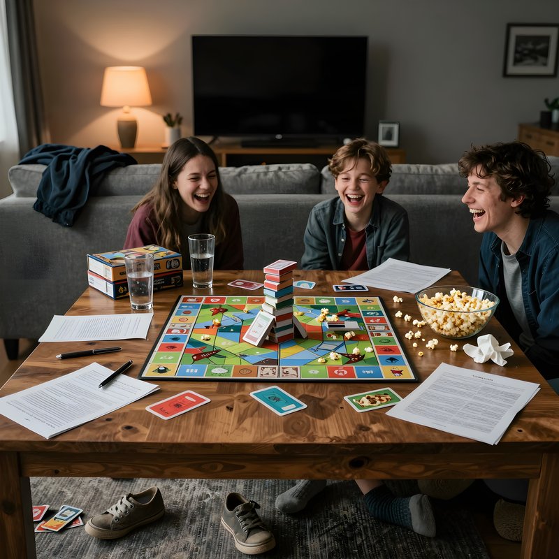 Friends enjoy game night with board games and snacks Free Premium Stock Photo - stock photo