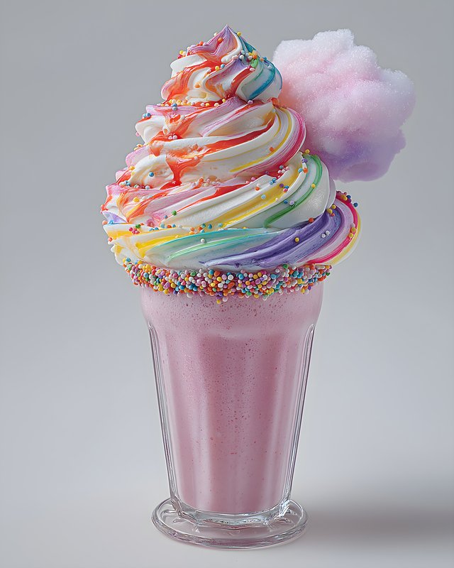 Colorful dessert with sprinkles and cotton candy on top Free Premium Stock Photo - stock photo