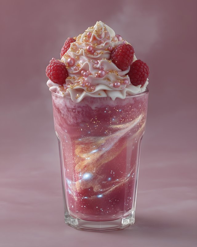 Sweet raspberry drink with whipped cream in a glass cup Free Premium Stock Photo - stock photo