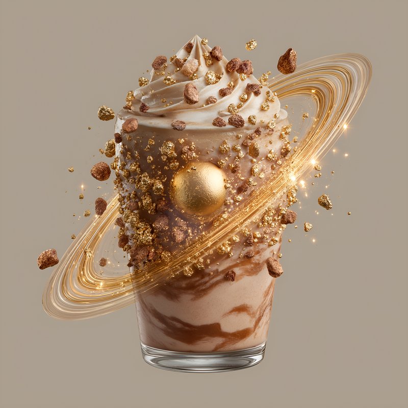Chocolate milkshake with floating cosmic elements in space Free Premium Stock Photo - stock photo