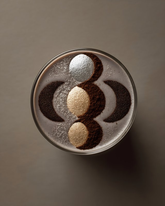 Coffee art with different shades in a round glass cup Free Premium Stock Image - stock photo