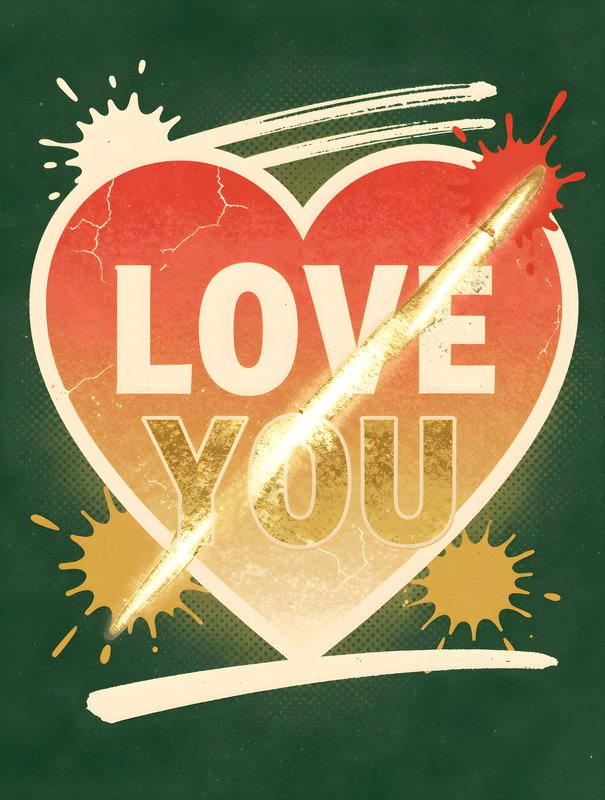 Bright heart art displays love message in vibrant colors Free Premium Stock Image - stock photo