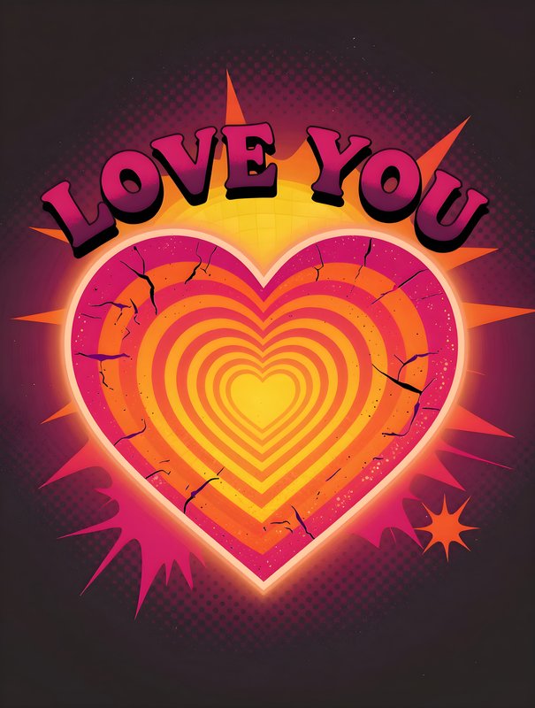 Bright heart graphic with playful text and vibrant colors Free Premium Stock Photo - stock photo