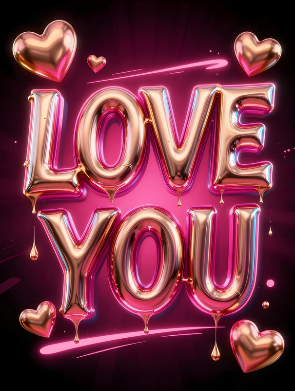 Decorative love message in bright colors with hearts Free Premium Stock Photo - stock photo
