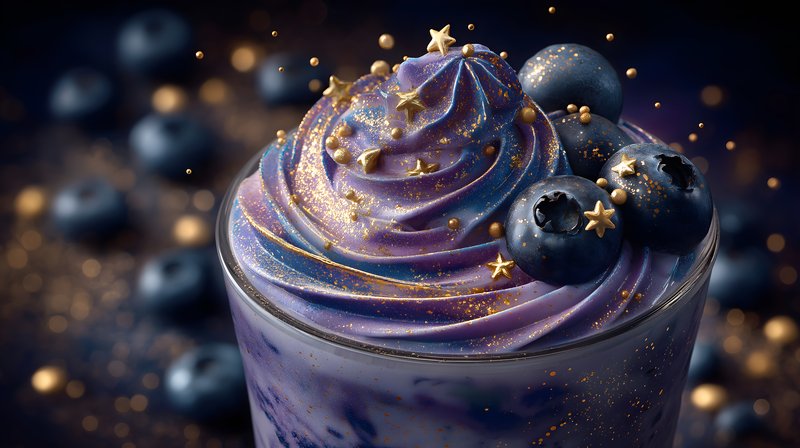 Blueberry dessert with purple whipped cream on display Free Premium Stock Photo - stock photo